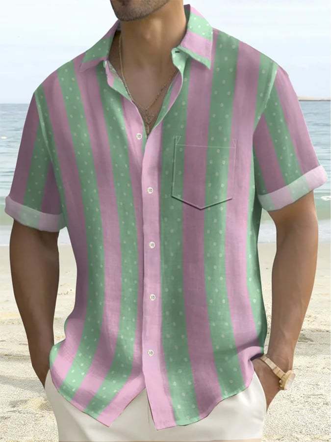 New Fashion Spring and Summer Leisure Gradual Change Color Printed Hawaiian Shirt Men's Vacation Seaside Trade Manufacturers
