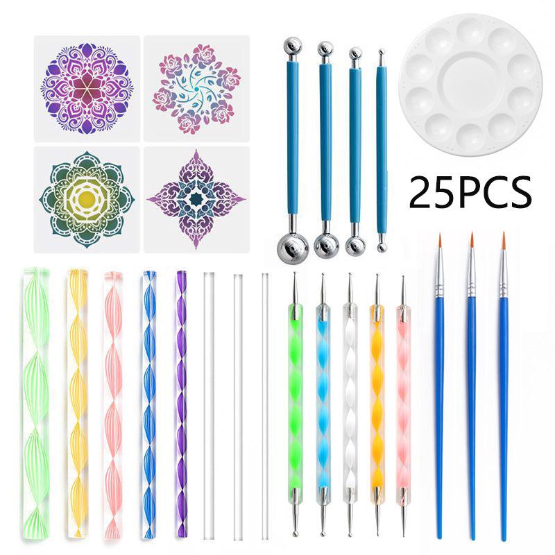 Kit di Strumenti per Dotting Mandala Set Completo per Dot Art con Stencil Pennelli & Strumenti per Artigianato Fai da Te Nail Art per Principianti e Avanzati