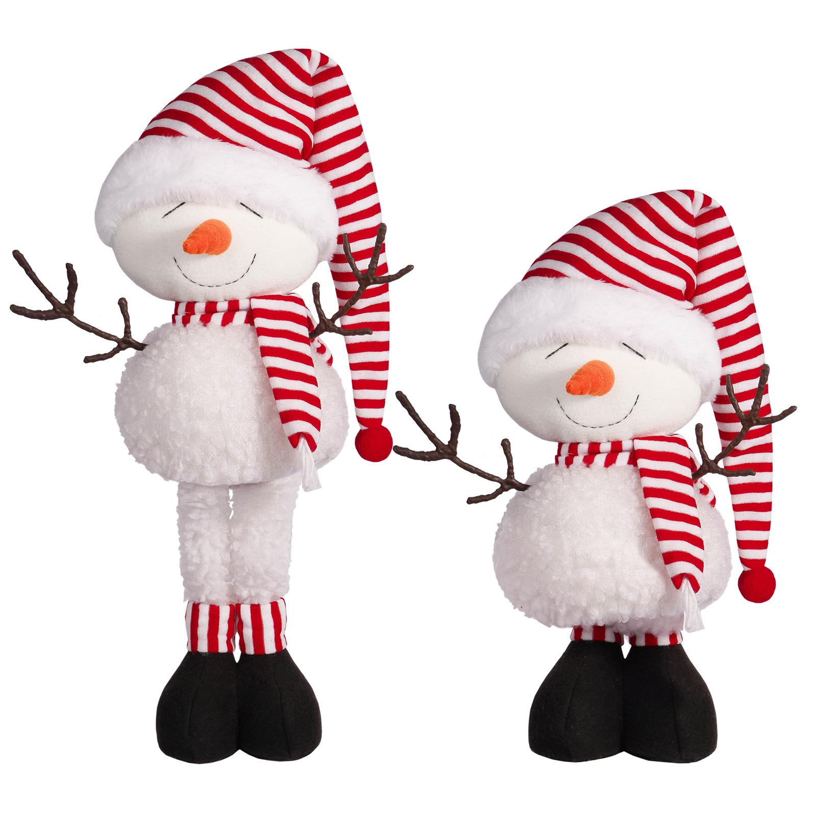 New Arrival Christmas Snowman Standing Doll Ornament with Retractable Branch Arms