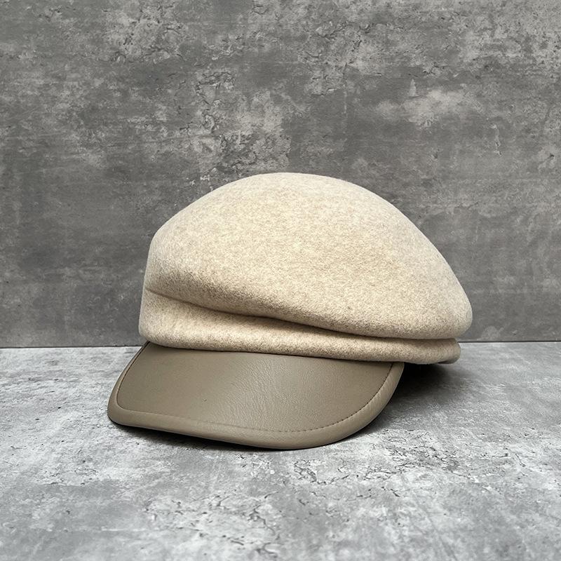 Painter Hat Beret Children Asymmetrical Foreign Wool Woolen Knight Hat Versatile Face Small Skin Cover Splicing