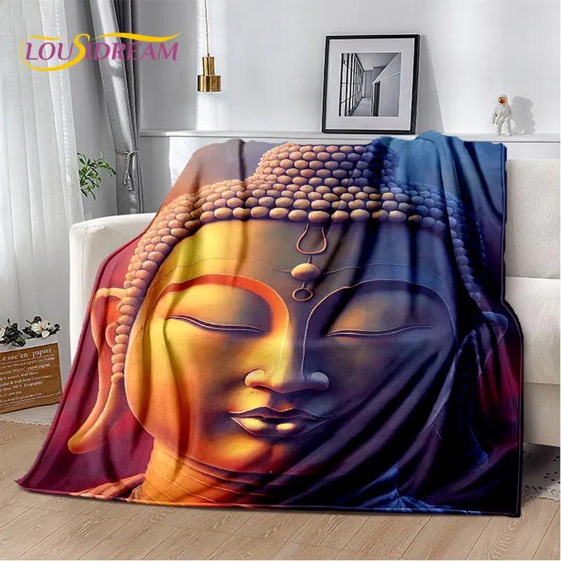 Manta de felpa suave de Buda Sakyamuni budismo fe religión, manta de franela para sala de estar, dormitorio, cama, sofá, oración