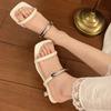 Summer Women Fashion Square Toe Open Toe Narrow Strap Sandals New Fashion Square Toe Designer Outdoor Wedding Banquet High Heels