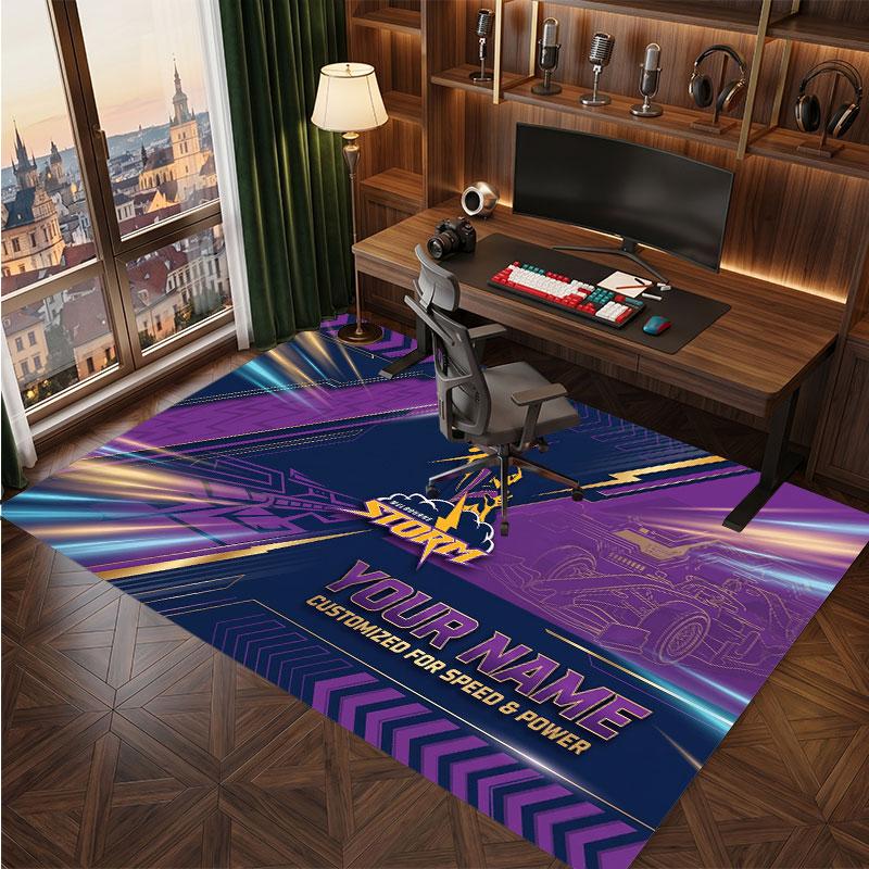 Melbourne Storm Personalisiertes Kristall-Samt-Teppich, Benutzerdefinierter Namens-Text Weicher Anti-Rutsch-Teppich für Wohnzimmer Schlafzimmer