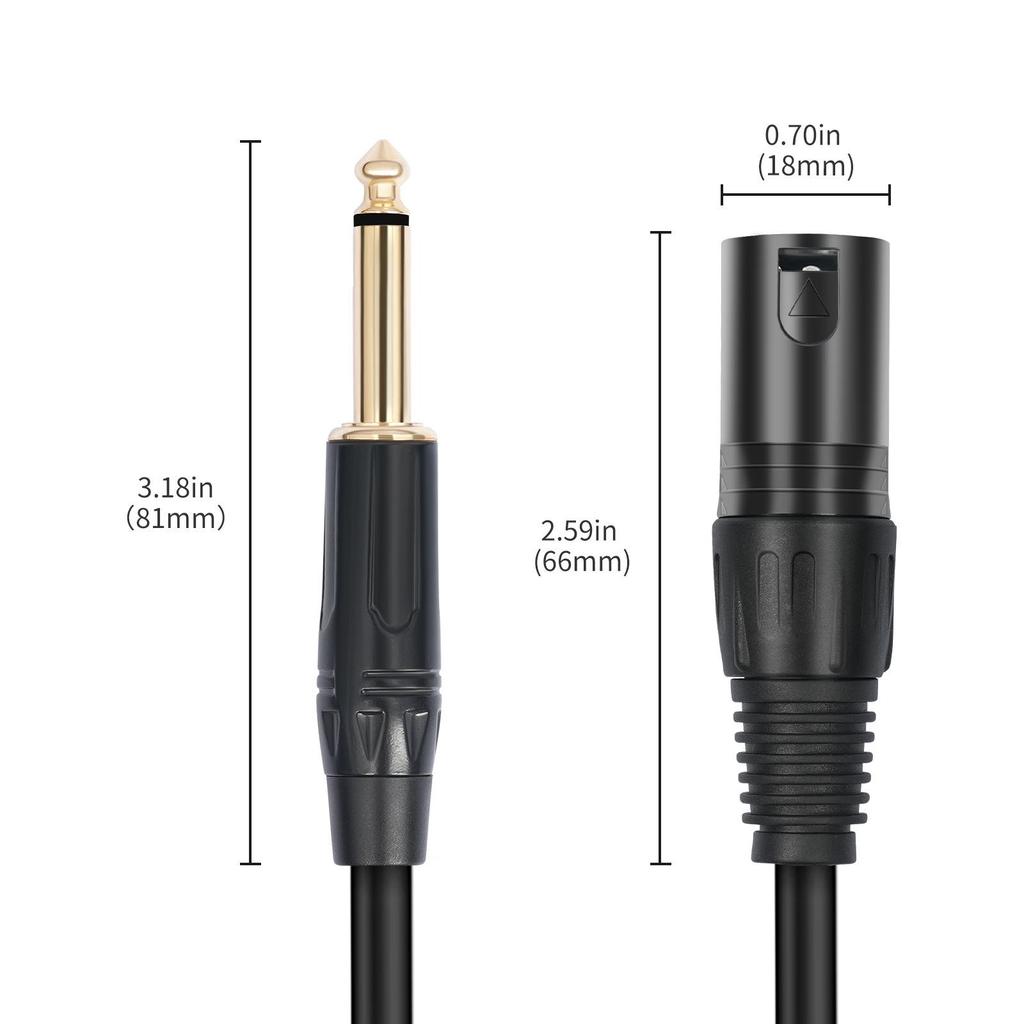 Doppelt geschirmtes 1/4'' Mono TS auf XLR männlich Audiokabel für Mikrofon/Mischpult/Verstärker