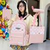 New Small Fresh and Cute Plaid Backpack Cartoon Bear Fashion Color Block Girl Backpack Junior High School Student School Bag