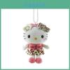 Hello Kitty Leopard Print Plush Keychain With Super Soft Short Pile For Kids And Collectors