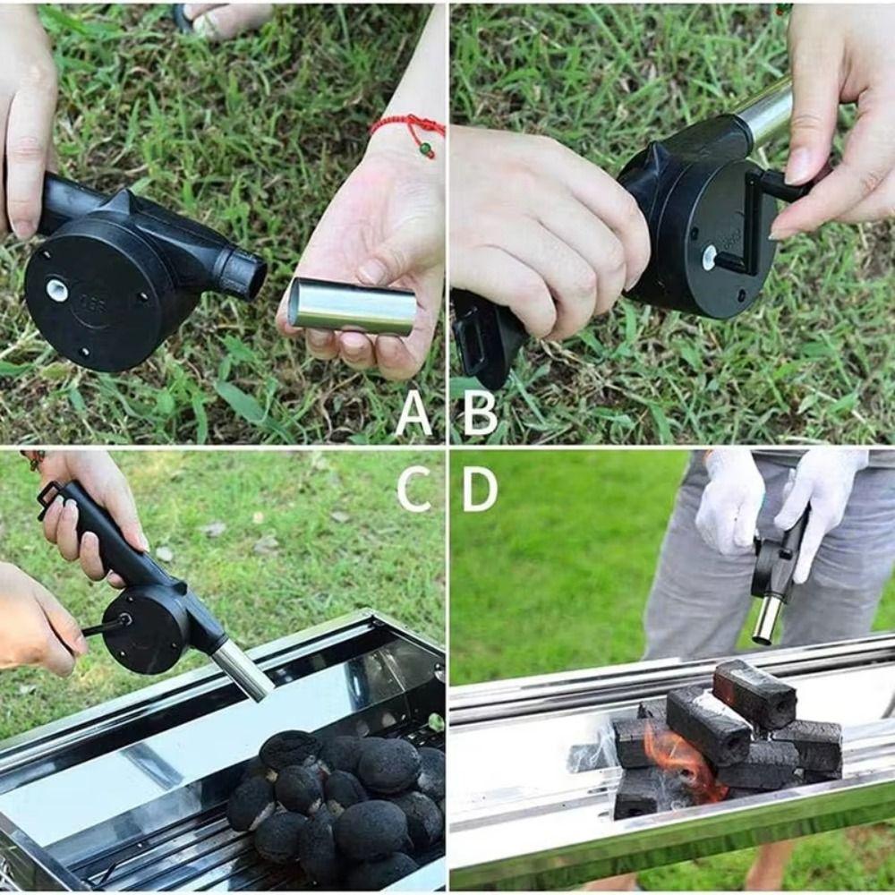 Soffiatore d'aria nero a manovella Soffietti resistenti per fuoco griglia BBQ Strumenti Ventilatore Barbecue Picnic