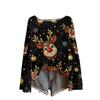 Women's Christmas Print Lightweight Knit Sweater Casual Long Sleeve Pullover Top