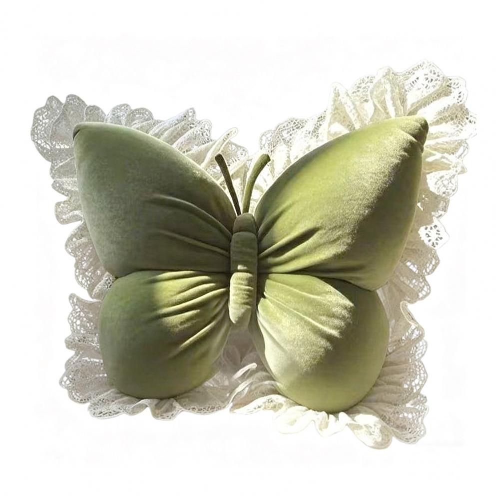 Butterfly Pillow Velvet Butterfly Throw Pillow with Lace Trim Sofa Couch Car Pillow Home Decor Gift for Housewarming