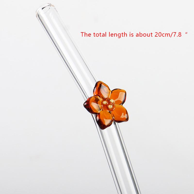 Flower Glass Straw Reusable Drinking Straws Cute Straw For Festival Party Wedding Cocktail Bar Beachs