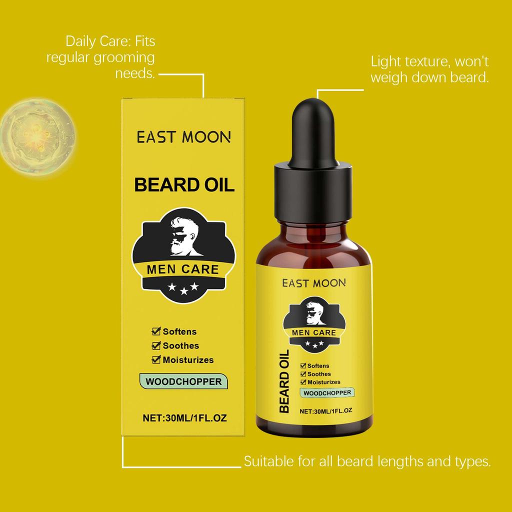 30ml Men's Beard Oil – Softens and Conditions Beard Hair, Nourishes the Skin Underneath, and Smoothes Frizz. A Refreshing, Non-greasy Formula.