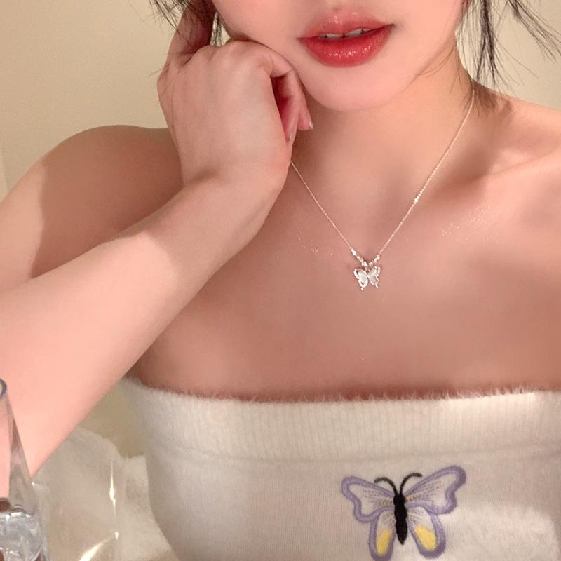 Crystal Butterfly Charms Woman Necklace Girls Alloy Rhinestone Chain Necklace Chokers Gifts For Friends