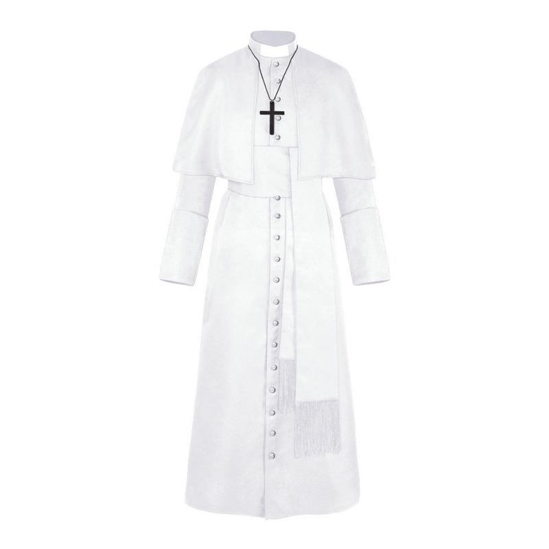 Costume da prete in tinta unita Costume da prete di Halloween Costume cosplay retrò medievale