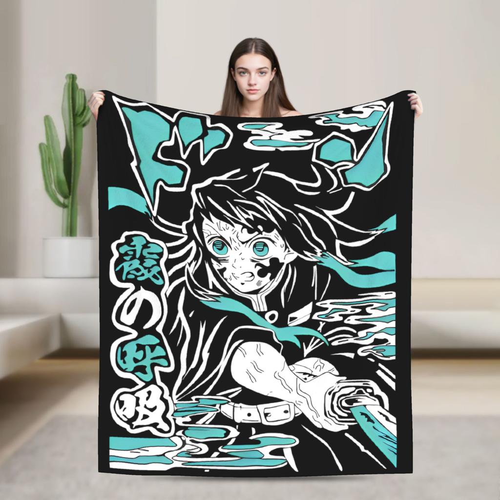 Muichiro Tokito Blanket Flannel Funny Breathable Throw Blanket for Chair Covering Sofa Winter,