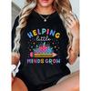 Happy First Day of School Print T-Shirt Women’s Crew Neck Short Sleeve Colorful Pencil  Book Print for Back To School