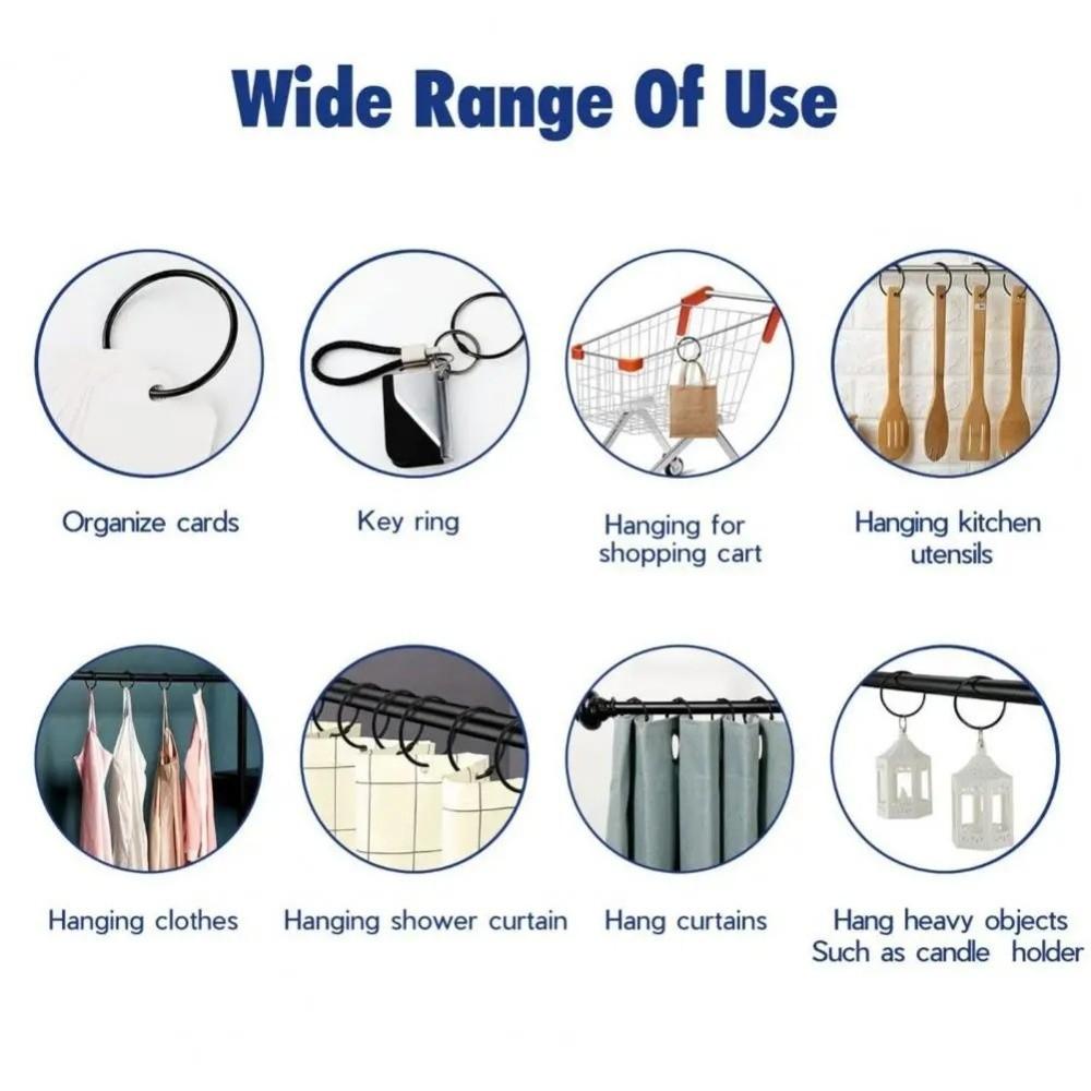 12PCS Anti-Drop Shower Curtain Hooks Circular Curtain Rings Practical Hanging Rings  Curtain Rod