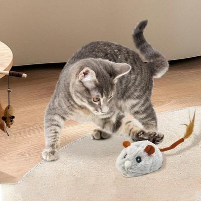 Interactive Cat Toy Rechargeable Plush Mice Interactive Toys For Cats With Silent Wheel For Play Exercise Entertain Training