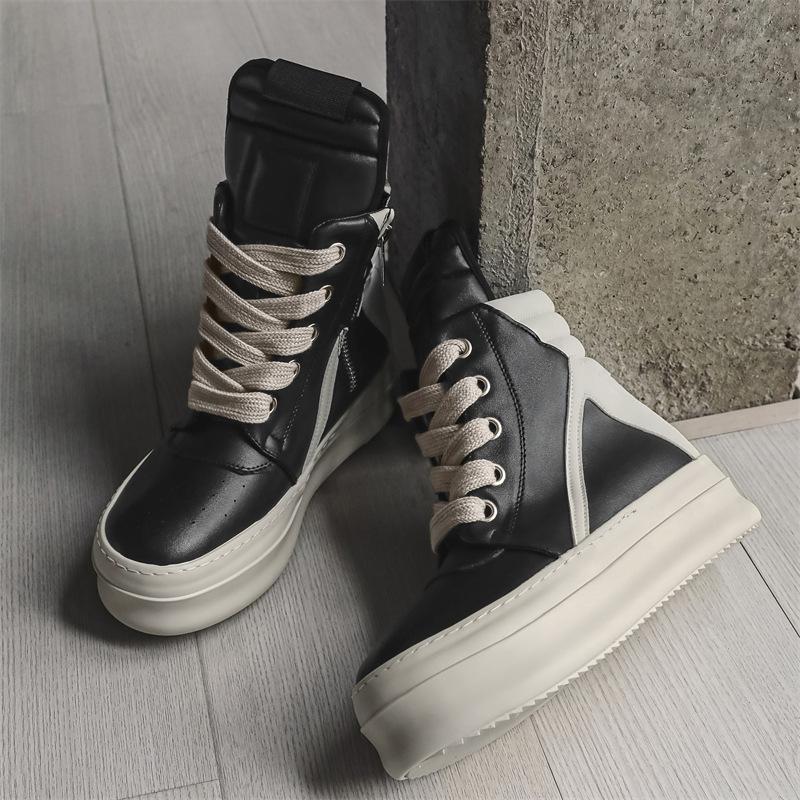 Shoes inverted triangle high-top shoes leather surface heightened milk fragrance thick-soled casual high street board shoes big hook short boots X275