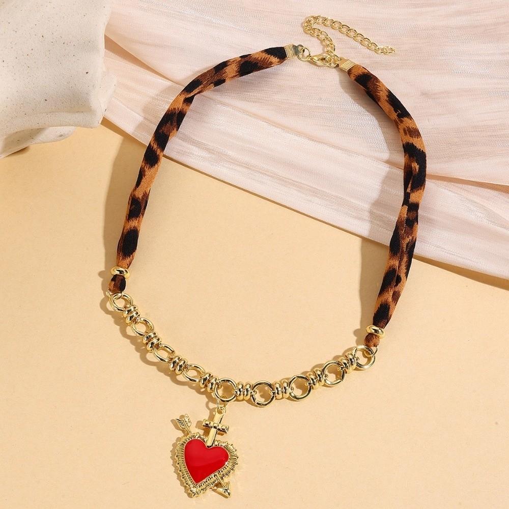 Bohemian Scarf Necklace Heart Charm Scarf Chocker Stackable Jewelry Charm Necklace  Daily