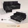 Convertible Corner Sofa, 3-Seater Sofa Bed 192 cm, Reversible Chaise Lounge, Anthracite Grey