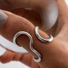 1pc Fashionable Asymmetrical Wavy Curve Stainless Steel Adjustable Open Ring for Women, Daily/Party Wear