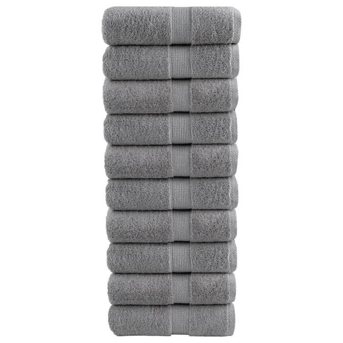 VidaXL Serviettes de toilette premium SOLUND 10 pièces Gris 30 x 30 cm 600 g/m² 137301