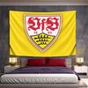 A Shield Emblem with Red Ornate Letters, "1893," and a Yellow-black Motif. Patterned Tapestry for Bedroom and Living Room Home Decor