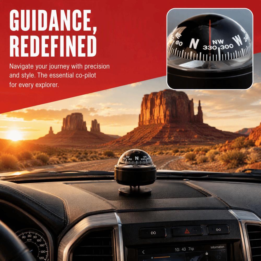Black Guide Ball Portable Dashboard Compass Magnetic Heading Indicator  Vehicle Navigation
