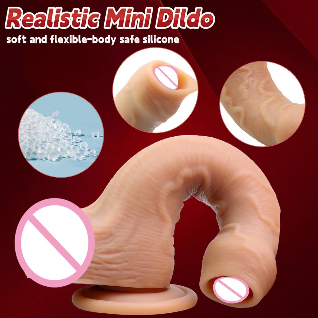 Small Dildo Long Foreskin Soft Silicone Penis Stimulation Anal Testis Dick Suction Cup Realistic Dildos Adult Sex Toy For Women