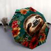 Sloth Floral Theme 8 Bone Hand Automatic Folding Umbrella, Compact and Portable Design, A Perfect Gift for Birthday, Christmas or Business U