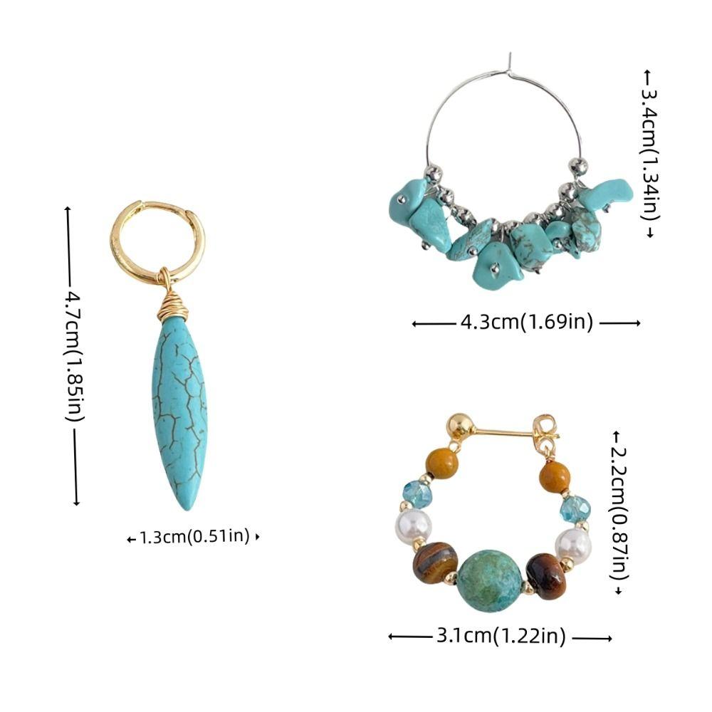Pearl Beaded Earringdrop Water Droped Vintage Hoop Earrings Fashion Faux Turquoise Earrings  Women