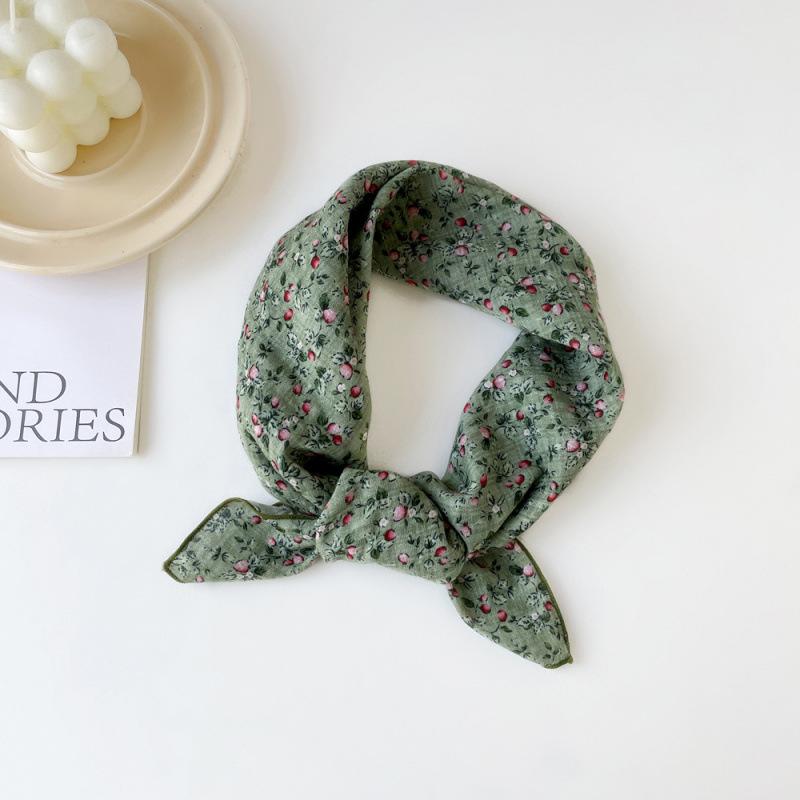 Bavlněný a lněný malý čtvercový šátek Šátek pro ženy na jaro a podzim Léto Korejský styl Foto Móda Všestranný šátek na hlavu Šátek