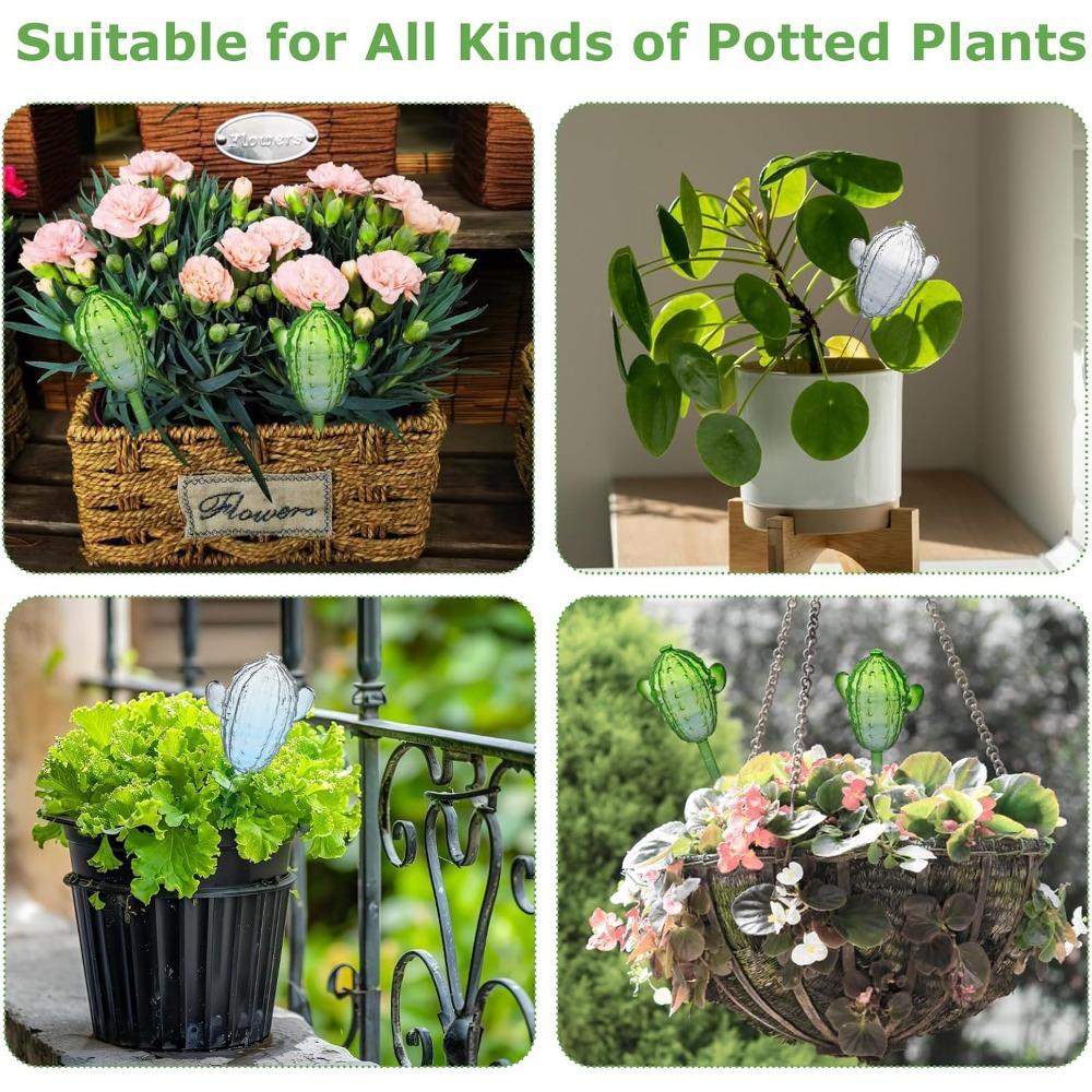 2pcs Cactus Glass Plant Watering Globes Decorative Transparent Self Watering Bulbs for Indoor & Outdoor Potted Plants Automatic Watering System