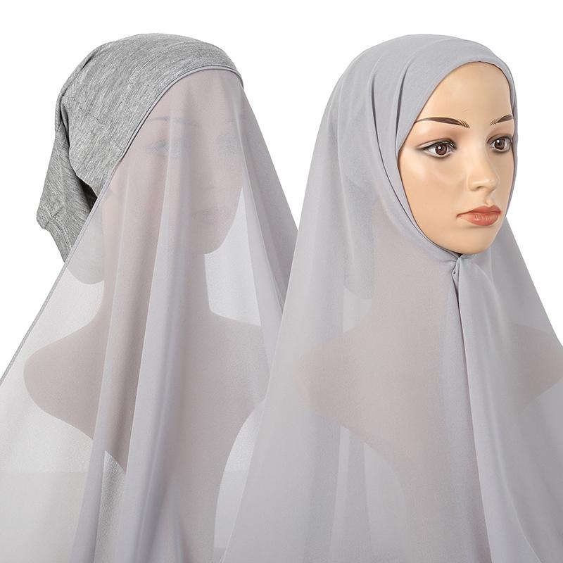 Newest Underscarf Instant Chiffon Hijab Jersey Bonnet Headscarf Long Shawl Scarf Women 1PC Retail