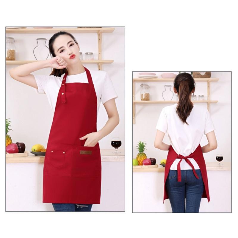 Oil Resistant Kitchen Apron With Triple Adjustable Button Easy Clean Waterproof Polyester
