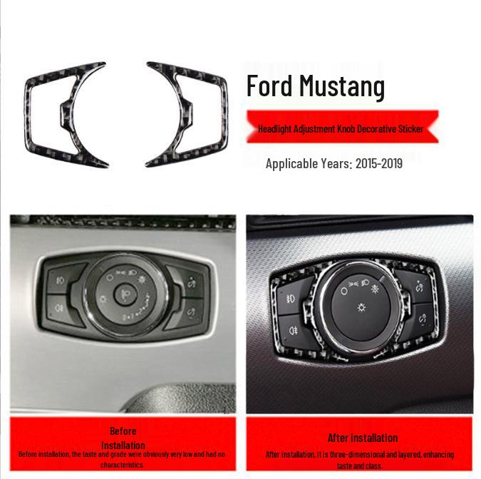 Ford Mustang Kohlefaser Interieur Zierleisten-Set: Konsole, Lenkrad, Schalthebel, Lüftungsdüse