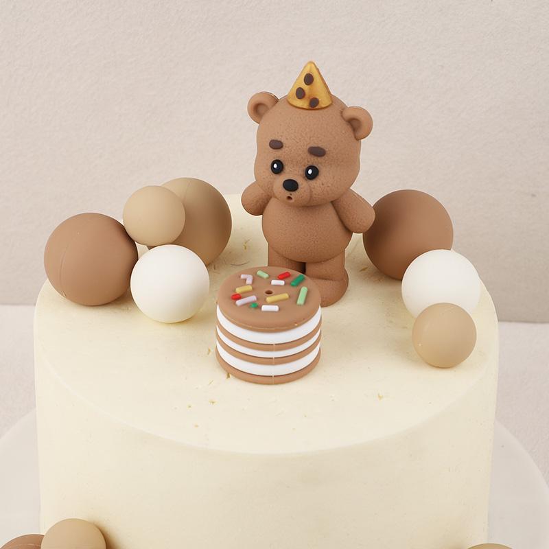Teddy Bear Cake Topper Mixed Balls Gift Boxes Cake DIY Decoration Kids Boy Girl 1st Birthday Party Favors Baby Shower Supplies