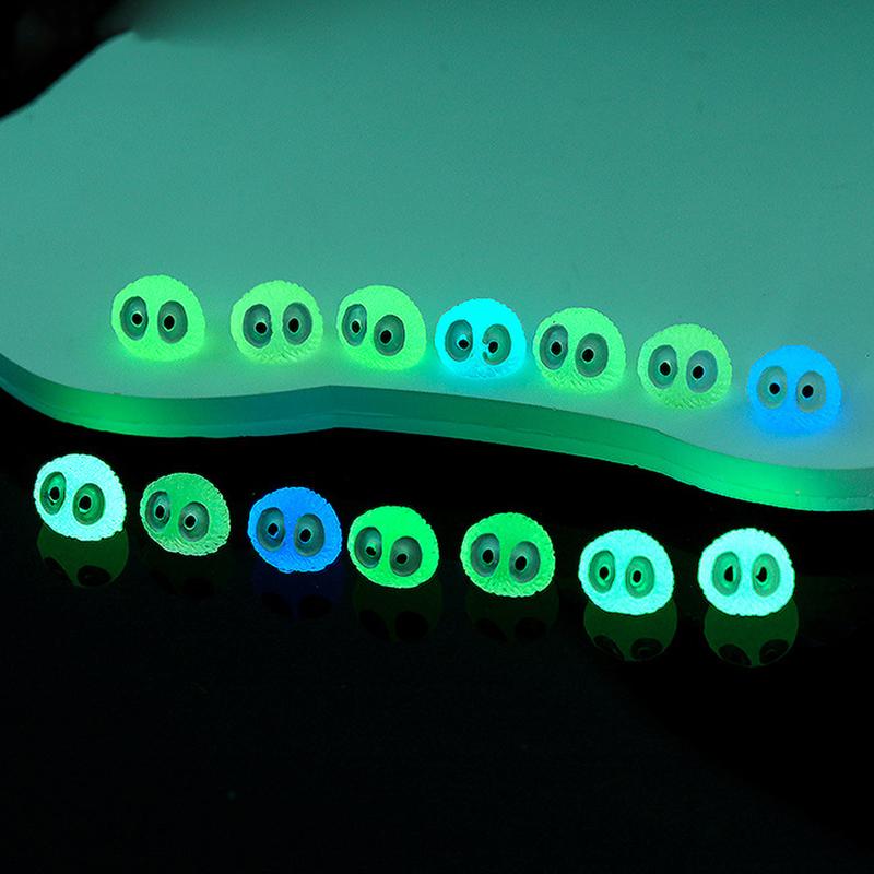 5Pcs Luminous Small Black Briquettes Ornament Mini Cartoon Doll Micro Landscape Decoration Dollhouse Miniature Toy