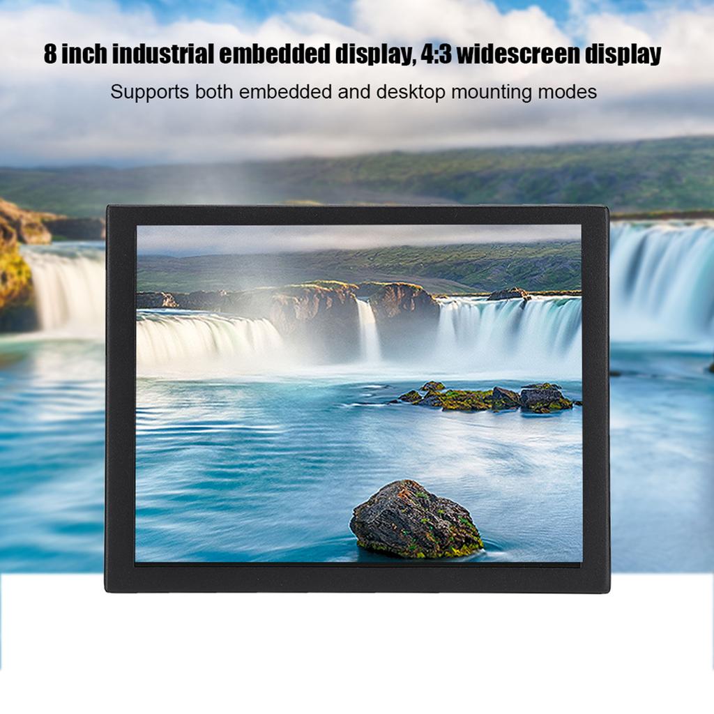 Monitor Industrial Embutido Todo em Metal com Tela Touch Resistiva de 8 Polegadas e Resolução 1024x768