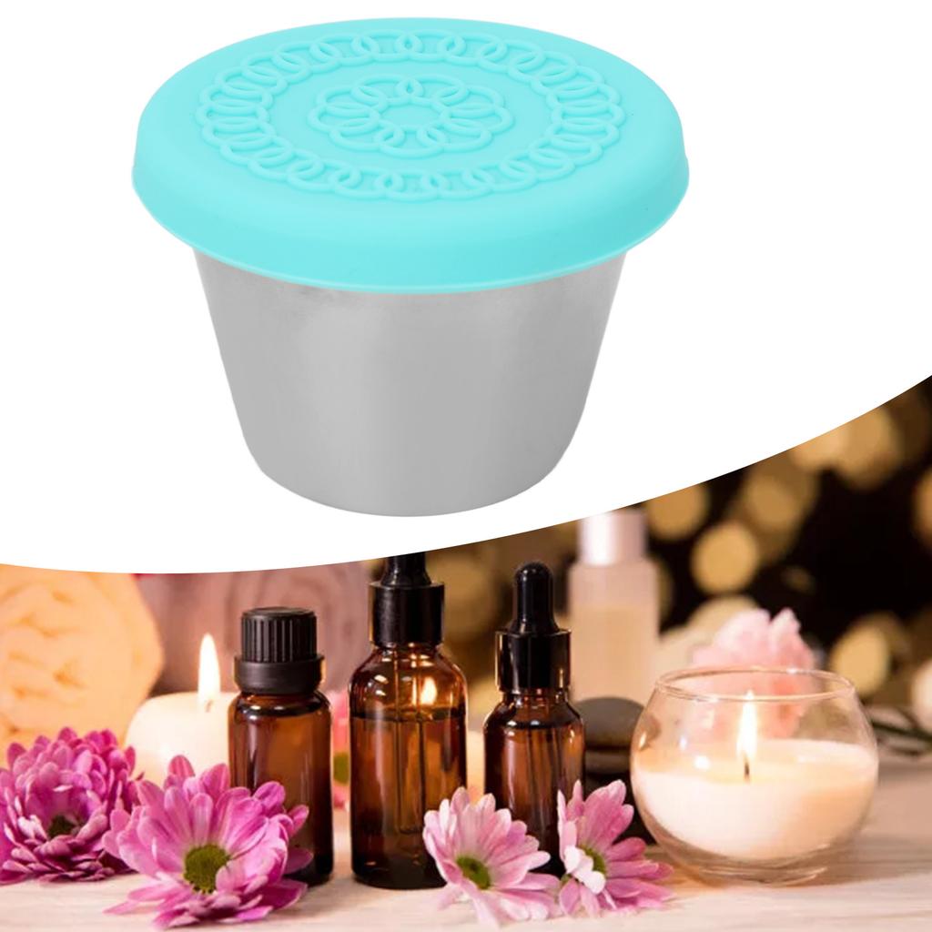Beauty Salon Essential Oil Cup Stainless Steel Condiment Salad Dressing Container with Silicone Lid 70ml