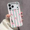 For Iphone 16 Pro Max Matte Semi Striped Bow Phone Case For IPhone 16e 15 14 13 12 11 Pro 16 Plus Air Cover Funda