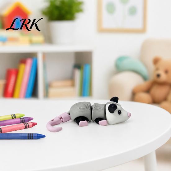 Tischtier-Dekoration Gelenkiger Opossum Fidget Toy, 3D-gedruckte Figur mit beweglichen Gelenken, Anatomisches Modell für Kinder Niedliches Opossum Stressabbau