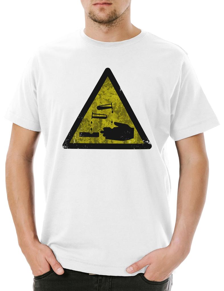 Caution Acid Vintage Logo Sign Men's T-Shirt Mens Womens Tees Top Acid Corrosive Sign Warning Sign