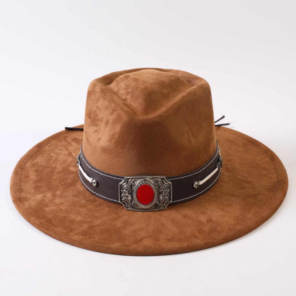 Popular European and American Style Suede Big-brimmed Top Hat, Men's and Women's Classic Fashion Western Cowboy Hat