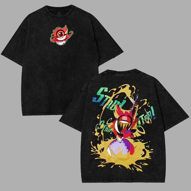 Hazbin Hotel Alastor Unisexga Printed Tshirt Unisex Clothing Harajuku Vintage Washed Oversized Clothes High Quality Cotton Tops