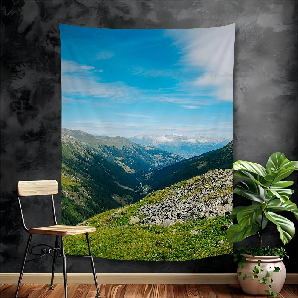 Mountain View Cartoon Tapestry Art Science Fiction Room Home Decor Art Home Decor
