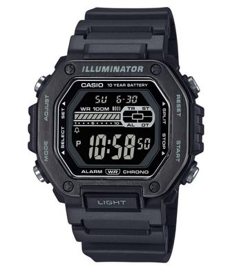 Standardní digitální černý řemínek z pryskyřice modrý ciferník Quartz MWD-110HB-1BV 100M pánské hodinky