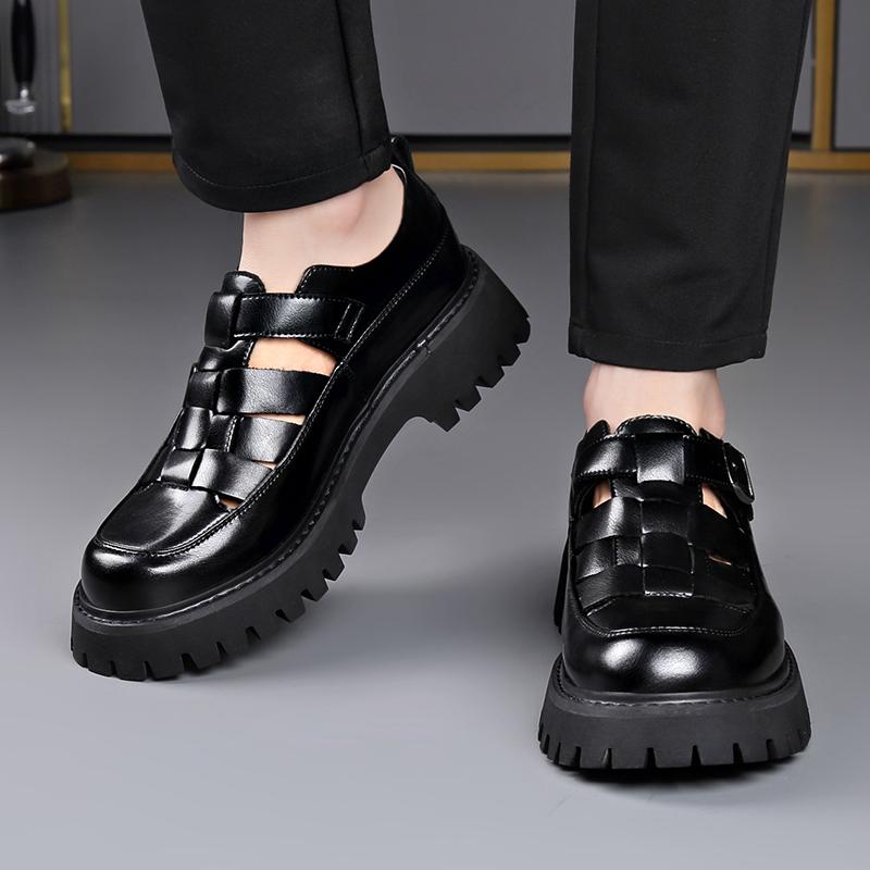 Sandalias de hombre para primavera y verano Suela gruesa estilo diseñador de moda Fiesta o trabajo Exterior de moda para jóvenes Zapatos Negros y blancos