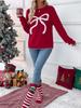 European/American Sweet Style Christmas Bow Long Sleeve Sweater