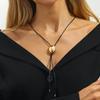 Salircon Creative Black Leather Rope Chain Necklace for Women Simple Geometric Oval Adjustable Choker Necklace Party Jewelry